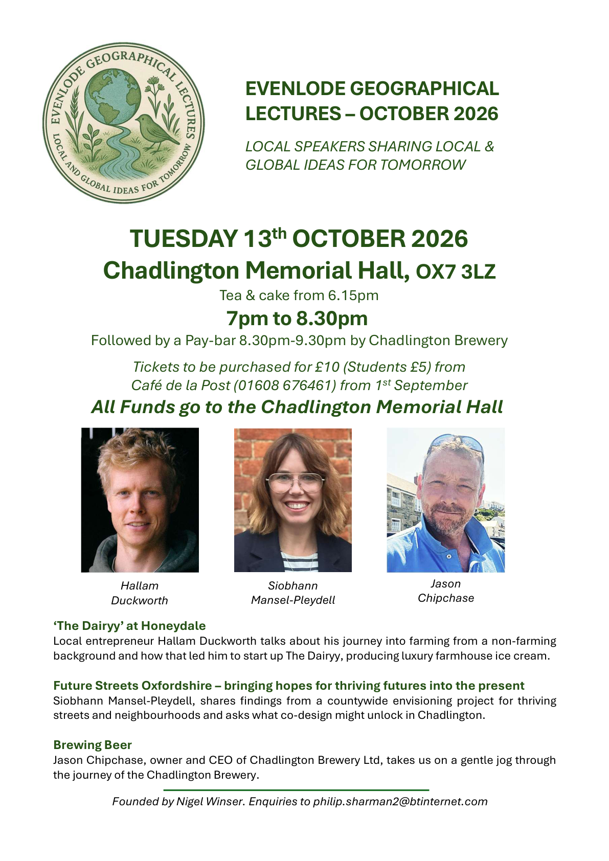 Evenlode Geographical Lectures October 2026 poster